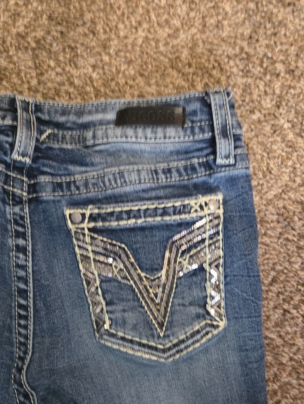 Vigoss Blue Boot Jeans with Frayed Hem